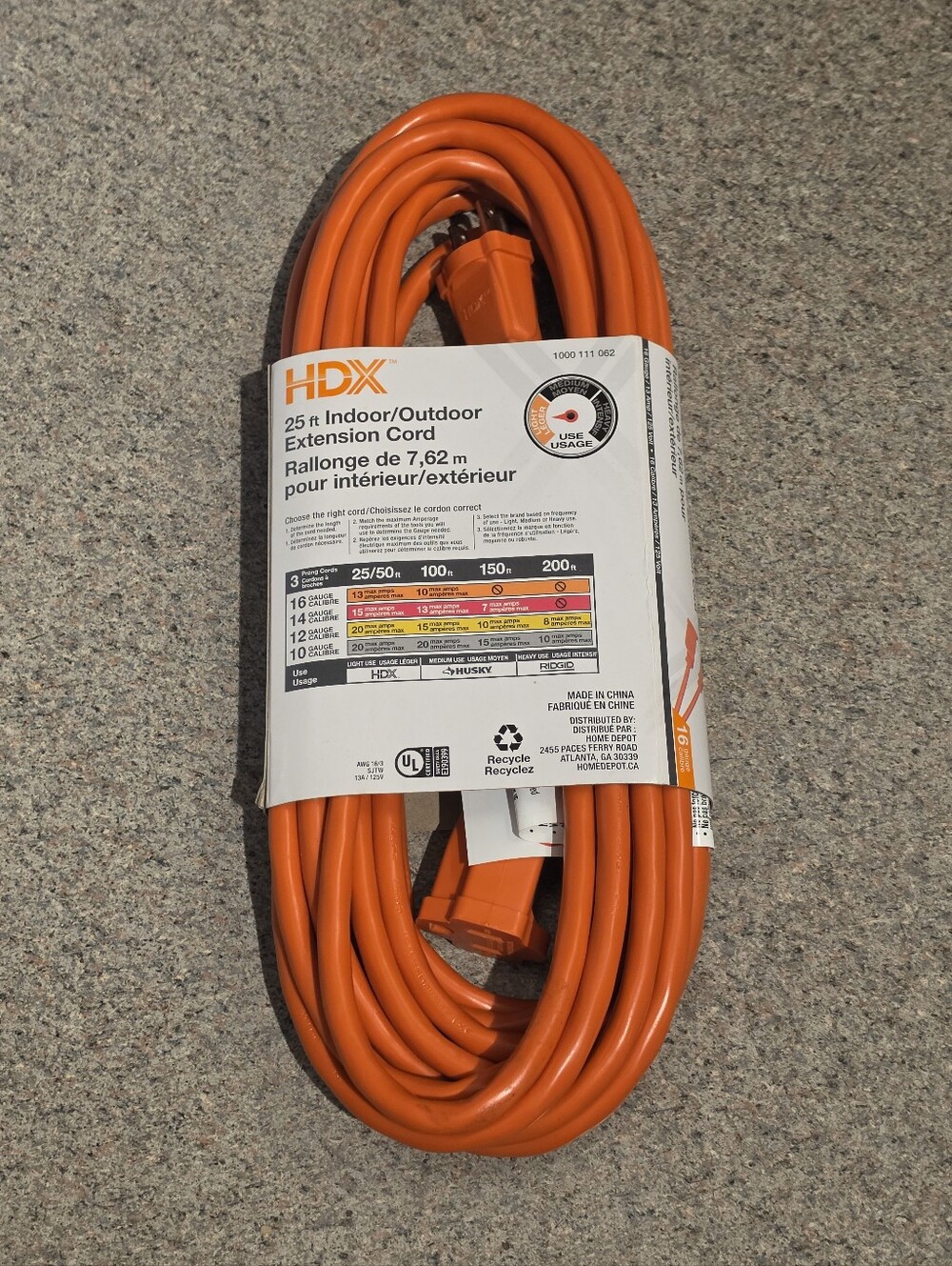 HDX 25ft Indoor/Outdoor Extension Cord NWT